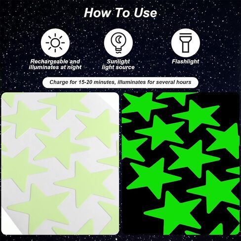 596pcs Glow in The Dark Stars for Ceiling,Glow in The Dark Star Stickers Light Green Star Ceiling Stickers for Kids Bedding Room Nursery Wall Decor Party Decoration(8 Sheets,4 Sizes) in Saudi Arabia