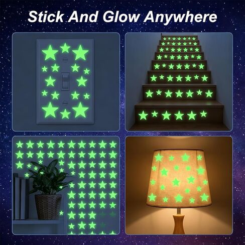 596pcs Glow in The Dark Stars for Ceiling,Glow in The Dark Star Stickers Light Green Star Ceiling Stickers for Kids Bedding Room Nursery Wall Decor Party Decoration(8 Sheets,4 Sizes) in Saudi Arabia