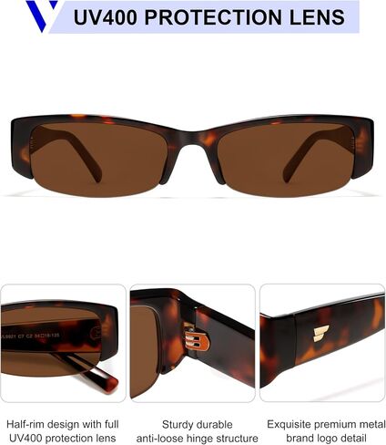 VANLINKER Retro Rectangle Sunglasses for Women 90s Y2K Half Frame Shades Trendy Slim Narrow Fashion Sun Glasses VL9921 in Kuwait
