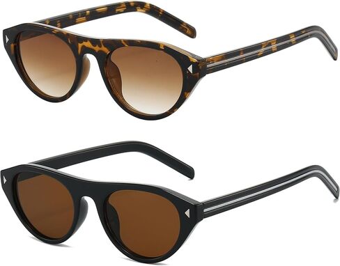 Onrtry Retro Oval Sunglasses for Women Men Small Cat Eye Sun Glasses Vintage Narrow Shades in Saudi Arabia