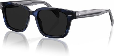 Modern Men’s Acetate Sunglasses – Architectural Square Silhouette with Visible Wire-Core Temple, Polarized UV400 Lens in Saudi Arabia