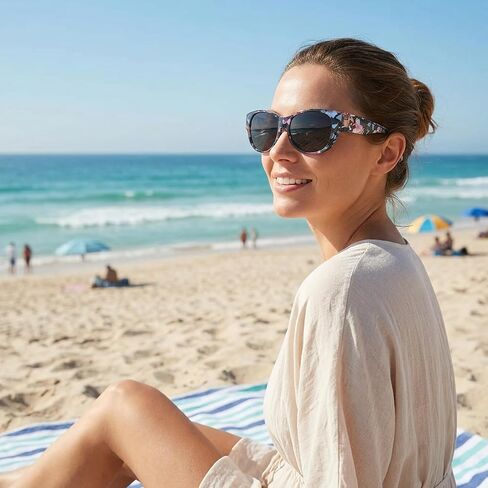 Sunglasses that Fit Over Glasses for Women, Polarized Fit Over Glasses Sunglasses for Driving and Outdoor Activities, Purple Tortoiseshell Gray Lens with Floral Pattern Design in Saudi Arabia