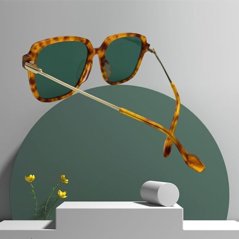 oversized vintage glasses for women，retro sunglasses for men，tortoise green sunglasses, Oak Demi in Kuwait