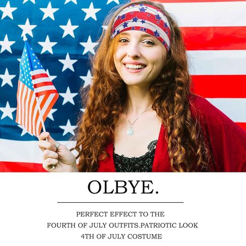 Olbye 4th of July عصابات رأس الولايات المتحدة الأمريكية الوطنية العلم الأمريكي عصابات رأس عمامة واسعة معقودة غير قابلة للانزلاق أحمر أبيض أزرق باندانا نجوم خطوط يوم الاستقلال إكسسوارات الشعر للنساء 4 قطع (الولايات المتحدة الأمريكية) in Kuwait