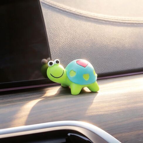 YGMONER 4Pcs Cute Resin Tortoise Figurines for Car Dashboard – Mini Turtle Ornaments for Car Monitor Decor, Small Animal Statue with Adhesive Stickers in Kuwait
