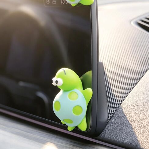 YGMONER 4Pcs Cute Resin Tortoise Figurines for Car Dashboard – Mini Turtle Ornaments for Car Monitor Decor, Small Animal Statue with Adhesive Stickers in Kuwait