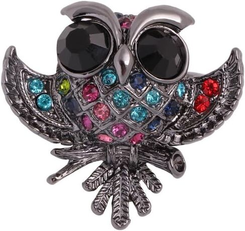 Rhinestone Owl Brooch Pin for Women Cute Big Cartoon Cat Eye Stone Owl Bird Brooch Unique Double Owl Brooch Pin Clothes Bag Hat Dress Jewelry in Kuwait