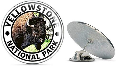 Round Yellowstone National Park (Hike Travel rv Bison) Metal 0.75" Lapel Hat Pin Tie Tack Pinback in Saudi Arabia