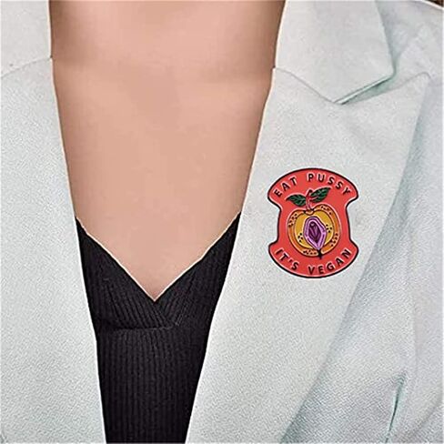 Eat Pussy It's Vegan Vagina Feminist Enamel Brooch Uterus Flower Pins Badge Lapel Pins Alloy Metal Fashion Jewelry Accessories Gifts For Friends in Saudi Arabia