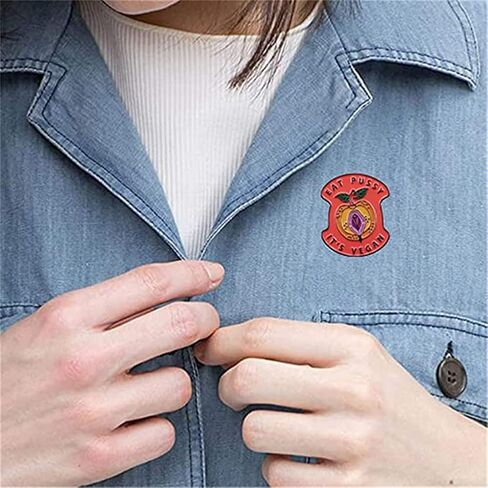 Eat Pussy It's Vegan Vagina Feminist Enamel Brooch Uterus Flower Pins Badge Lapel Pins Alloy Metal Fashion Jewelry Accessories Gifts For Friends in Saudi Arabia
