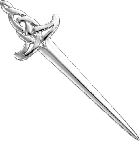 Alexander Castle 925 Sterling Silver Scottish Celtic Sword Kilt Pin Brooch for Men & Women - Kilt Accessory with Jewelry Gift Box - 72mm in Kuwait