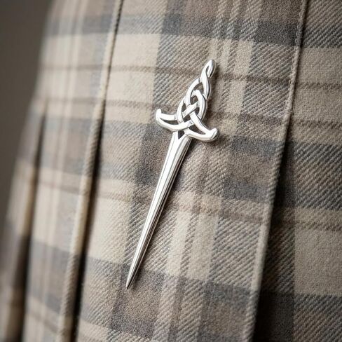 Alexander Castle 925 Sterling Silver Scottish Celtic Sword Kilt Pin Brooch for Men & Women - Kilt Accessory with Jewelry Gift Box - 72mm in Kuwait