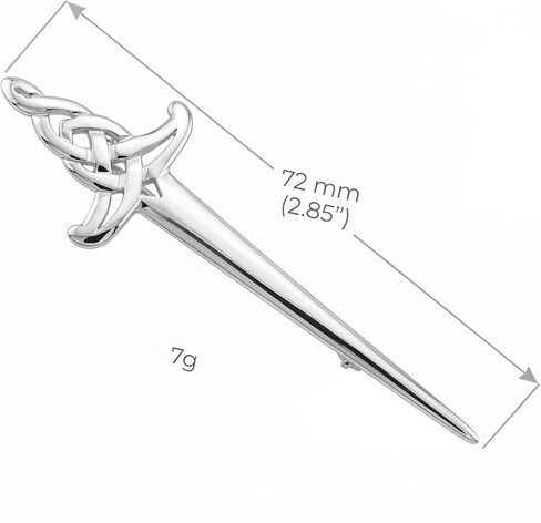 Alexander Castle 925 Sterling Silver Scottish Celtic Sword Kilt Pin Brooch for Men & Women - Kilt Accessory with Jewelry Gift Box - 72mm in Kuwait