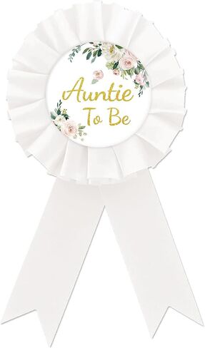دبوس شارة Auntie To Be Tinplate، زر أفضل عمة على الإطلاق، زر أفضل عمة على الإطلاق، شريط جائزة زر استحمام الطفل على شكل زهرة للنساء، أزرار بروش العمة للكشف عن الجنس/حفلة ترحيب بالطفل لارتدائها in Kuwait
