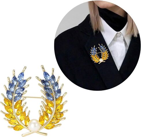 Elegant Wheat Sheaf Brooch Pin Exquisite Wheat Ear Lapel Pin Embellished with Sparkling Stones for Women Girls in Saudi Arabia