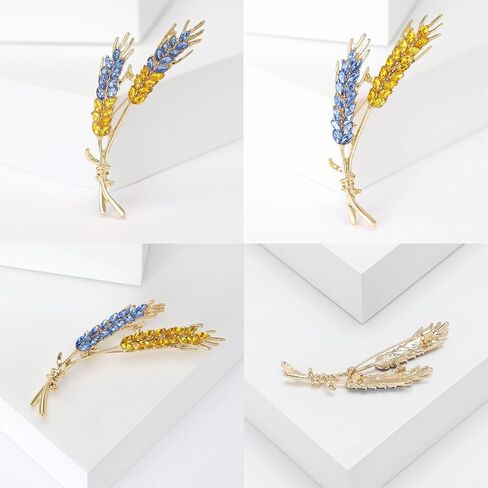 Elegant Wheat Sheaf Brooch Pin Exquisite Wheat Ear Lapel Pin Embellished with Sparkling Stones for Women Girls in Saudi Arabia