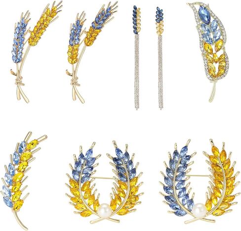 Elegant Wheat Sheaf Brooch Pin Exquisite Wheat Ear Lapel Pin Embellished with Sparkling Stones for Women Girls in Saudi Arabia