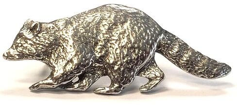 George Harris Raccoon Pewter Lapel Pin Brooch - USA Made - Hand Crafted in Saudi Arabia