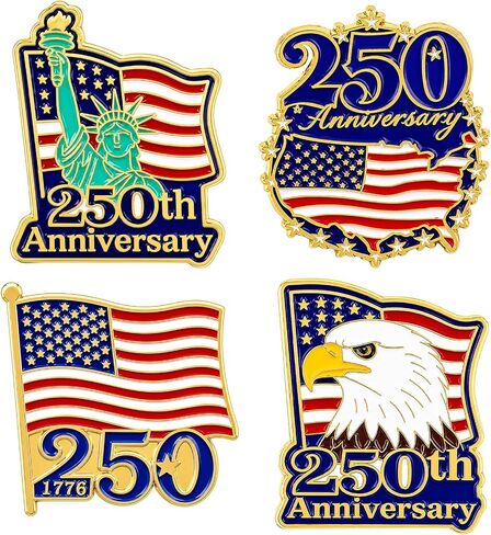 American Flag Enamel Pins - 4 Pcs Commemoration Statue of Liberty Brooch Pin with Box for 250th Anniversary, USA Eagle Flag Lapel Pin for Independence Day Patriotic Metal Accessories in Saudi Arabia