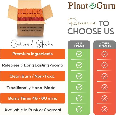 10000 Unscented (Orange) Incense Sticks 11" Bulk Wholesale - 100% Natural Joss and Bamboo Punk Blanks - Great for DIY Aromatherapy Incense Making. in Kuwait