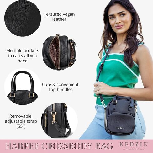 KEDZIE Harper Crossbody Bag Vegan Leather Small Shoulder Purse with Adjustable Strap in Saudi Arabia