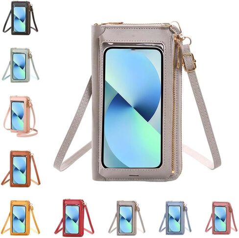 Women's Mini Phone Crossbody Bag with Clear Phone Window, RFID Blocking Leather Messenger Purse in Kuwait