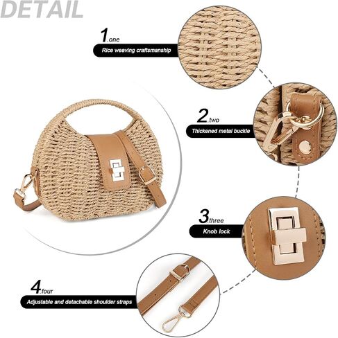 Gladdon Small Woven Straw Crossbody Handbag for Women Boho Style with Adjustable Strap in Saudi Arabia