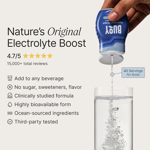 Buoy Electrolyte Drops | 120 Servings | No Sugar, No Sweeteners | 87+ Trace Minerals, Vitamins & Antioxidants | Subtle Mineral Taste | Hydration Supplement - Unflavored 3 Pack in Kuwait