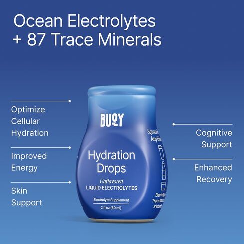 Buoy Electrolyte Drops | 120 Servings | No Sugar, No Sweeteners | 87+ Trace Minerals, Vitamins & Antioxidants | Subtle Mineral Taste | Hydration Supplement - Unflavored 3 Pack in Kuwait