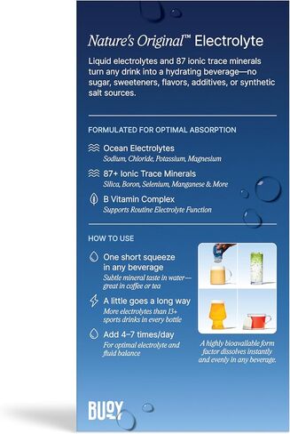 Buoy Electrolyte Drops | 120 Servings | No Sugar, No Sweeteners | 87+ Trace Minerals, Vitamins & Antioxidants | Subtle Mineral Taste | Hydration Supplement - Unflavored 3 Pack in Kuwait