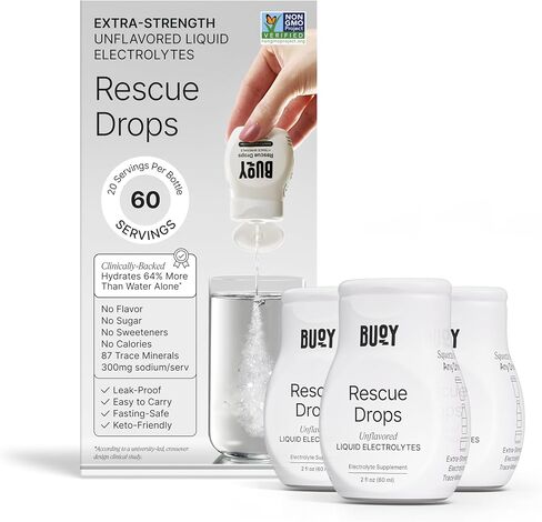 Buoy Electrolyte Drops | 120 Servings | No Sugar, No Sweeteners | 87+ Trace Minerals, Vitamins & Antioxidants | Subtle Mineral Taste | Hydration Supplement - Unflavored 3 Pack in Kuwait