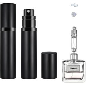 2PCS Perfume Travel Refillable Bottle, Bottom-Filling Fragrances Perfume Atomizer, Empty Mini Cologne Dispenser, Portable Sprayer Pocket Size for On the Go 5ml (Black & Gray) in Saudi Arabia