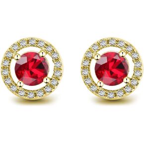 Chic Round Tourmaline Stud Earrings for Women in 14K Gold Studs with Moissanite in Saudi Arabia
