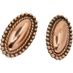 Solid Copper Navette Post Earrings, Oval with Rope Border | Hypoallergenic Steel Ear Posts in Saudi Arabia