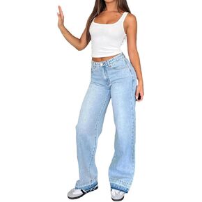 Women's Mid-Rise Straight Jeans Comfortable Stretch Jeans for Casual Everyday Wear in Kuwait