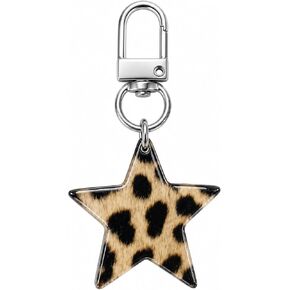 Star Keychain – Leopard Print Keychains Bag Charms for Women with Silver-Toned Clasp, Five-Pointed Stars Key Chains Gifts for Girls and Friends, Sister, Family in Kuwait