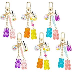 6 Pack Resin Bear Keychain Set, Kawaii Candy Color Bear Key Ring Charms for Backpacks, Handbags and Car Keys in Kuwait