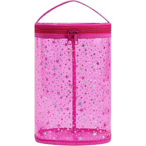 RSRSLEII Clear Star Lotion Cylinder Bag for Toiletry,Waterproof PVC Sunscreen Travel Makeup Bag,Top Handle Cosmetic Bag Gift for Beach and Pool(01Hot Pink) in Saudi Arabia