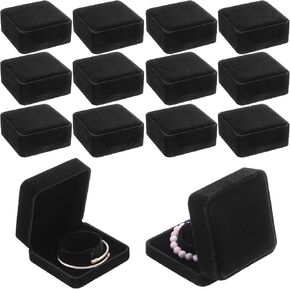 12PCS Velvet Bracelet Gift Boxes 3.5x3.5 Inch Exquisite Jewelry Bangle Necklace Case Black Elegant Display & Storage Box for Wedding Engagement Birthday Anniversary Ceremony for Women Girl in Saudi Arabia