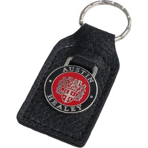 Austin-Healey Crest Leather and Enamel Key Ring Key Fob Black in Kuwait