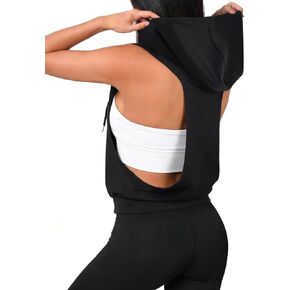 Remidoo Women's Racerback Sleeveless Hoodies Workout Hooded Crop Tank Top in Kuwait