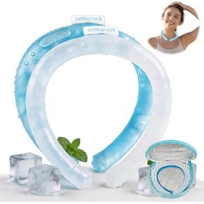 2 PCS Neck Cooling Tube,with Insulated Carry Bag,Reusable Ice Pack,Neck Coolers for Hot Weather,Ice Ring for Summer Heat,Personal Cooling Device,Ideal for Sports,Outdoor Activities (White+Blue) in Saudi Arabia