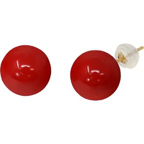 14K Yellow Gold Shell Pearl Coral Coated 10mm Stud Earrings in Kuwait
