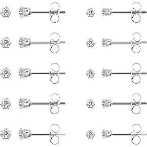10 Pairs Small Stud Earrings for Women Hypoallergenic 316L Surgical Steel Tiny Cubic Zirconia Earrings for Sensitive Ears Multiple Piercing Stackable Studs in Saudi Arabia