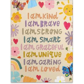 GO-SANTNN Kids Positive Quotes Wall Art Fashion Colorful Floral Affirmation Poster Cute Preppy Toddler Sun Canvas Prints Wall Decor for Girls Bedroom 12X16 inch Unframed in Kuwait