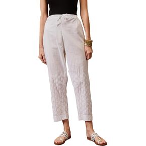 Ada Indian Hand Embroidered Chikankari Cotton Palazzo Pant for Women A357447 White in Saudi Arabia