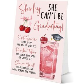 Shirley Temple Bar Table Sign, 8x11 Graduation Party Decorations with Standing, Congrats Grad Party Decorations Supplies, Graduation Centerpieces for Tables, LP03 in Saudi Arabia