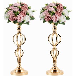 2-Pcs Metal Flower Arrangement Stand, 19.2" Wedding Flower Centerpiece Stand; Candelabra Candle Holder for Wedding Table Decor, Birthday Parties, Receptions, Hotels, and Home Decor in Kuwait