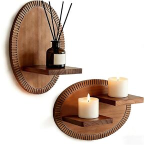 Candle Wall Sconces Set of 2 Rustic Candle Holders Wooden Vintage Wall Sconces Farmhouse Wall Decor for Fireplace, Living Room, Bedroom in Saudi Arabia