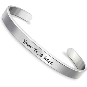 Personalized Adjustable Stainless Steel Cuff Bracelet for Men and Women in Saudi Arabia